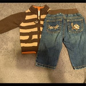 Gymboree jeans and zip sweater